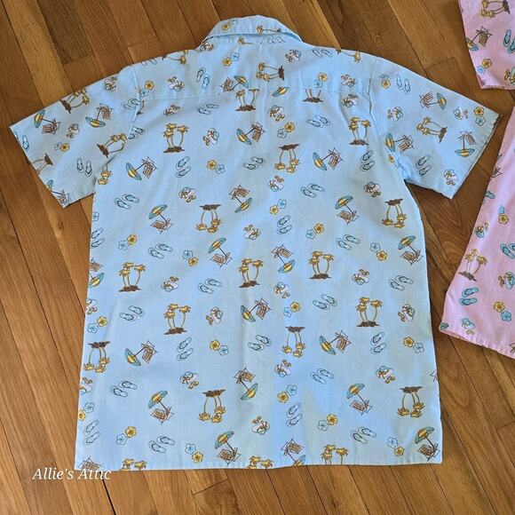 Vintage Matching Hawaiian Button Shirts Men Women His Hers Costume Pink Blue L - Picture 15 of 16